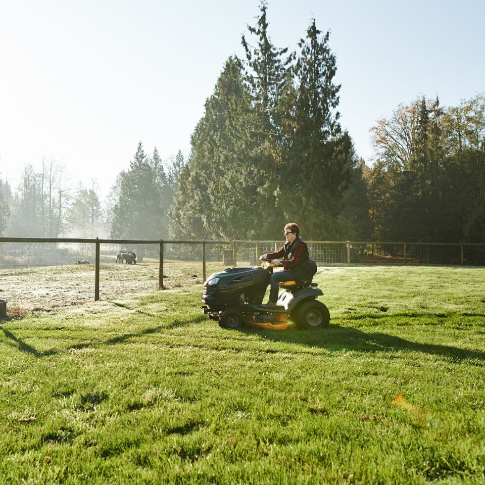 VIN Chip Protected Ride On Mower In A Green, Wooded Estate