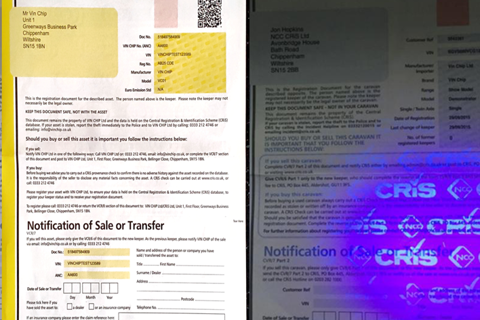 VIN Chip Registration Certificate