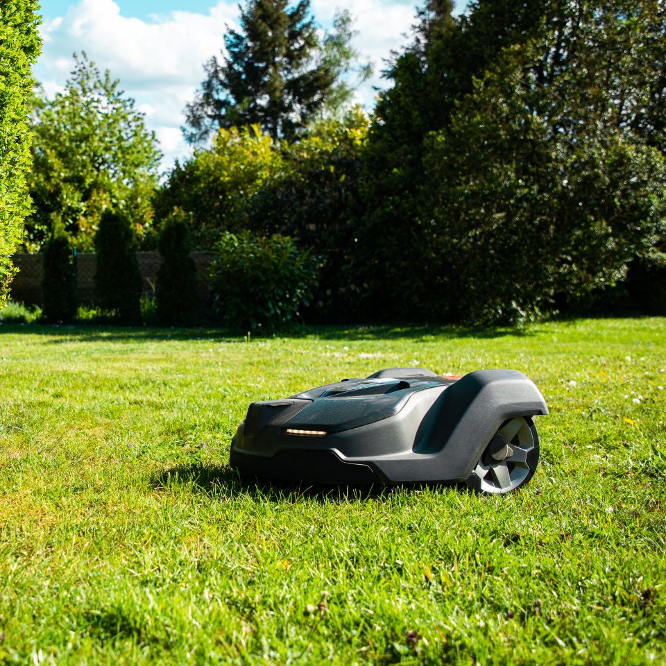 Grey Robotic Mower Protected By VIN Chip