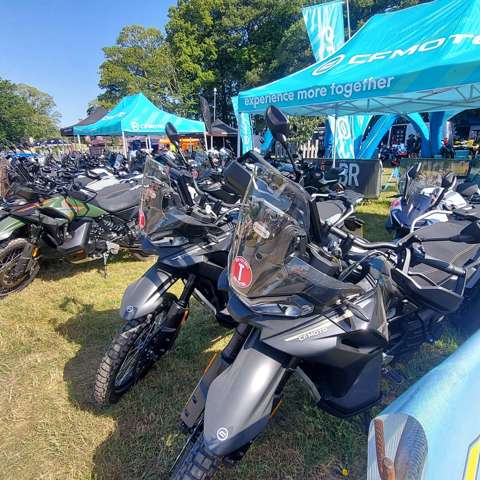 CFMOTO motorcycles featuring the VIN Chip security system on display at the Adventure Bike Rider Festival 2026.