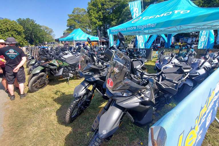 CFMOTO motorcycles featuring the VIN Chip security system on display at the Adventure Bike Rider Festival 2026.