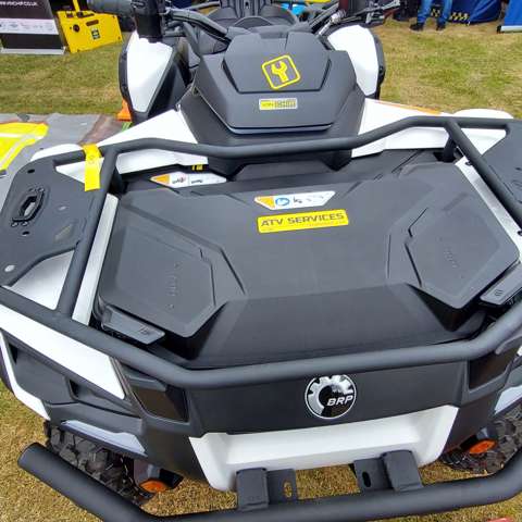 Quad bike from ATV Services Scotland fitted with VIN Chip forensic security marking during a live demonstration at the Royal Highland Show 2026.