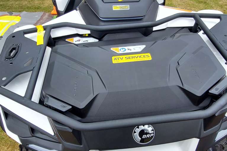 Quad bike from ATV Services Scotland fitted with VIN Chip forensic security marking during a live demonstration at the Royal Highland Show 2026.